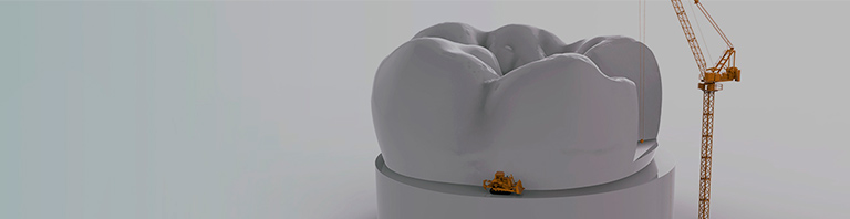 tooth with contruction crane to simulate reconstruction of the tooth